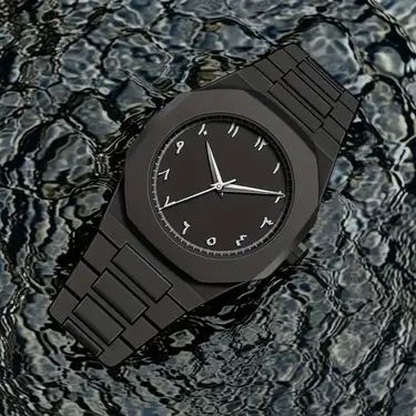 Arabic Black Aura Watch / White Dial /